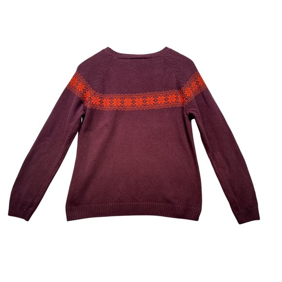 Columbia Youth Sweater Size L Maroon Orange Fair Isle Pattern - Picture 8 of 9